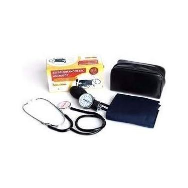 Imagem de 10 Kits Esfigmomanômetro Azul + Estetoscopio Simples Premium