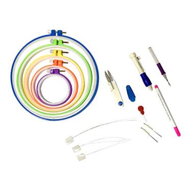 Imagem de Kit Completo Para Bordado Ponto Russo+5 Bastidores Plástico