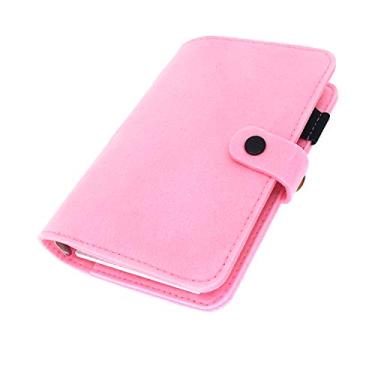 Imagem de A6 / A5 Capa de feltro de 6 furos redondo com vista de anel Pasta de arquivo para protetores de folha solta (Pink 26, A6 mini set)