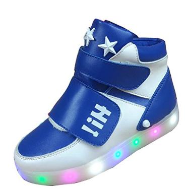 Imagem de Tênis infantil de LED de fibra óptica – Tênis leve com iluminação luminosa para festivais, festa de Natal, tênis leve e moderno para meninos e meninas, Azul, 9.5 Toddler