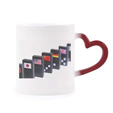 Imagem de Caneca de grés com bandeira de dados Pai Gow sensível ao calor que muda de cor vermelha