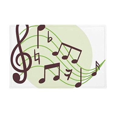 Imagem de DIYthinker Tapete de notas musicais em formato redondo, antiderrapante, porta de cozinha para banheiro, 40,64 x 60,96 cm
