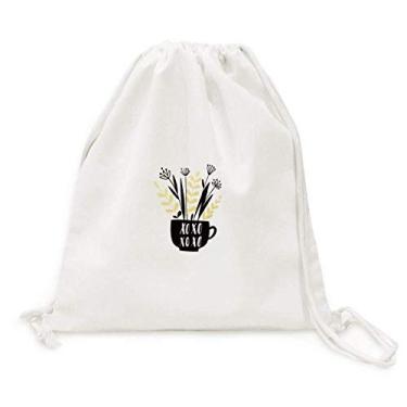 Imagem de Mochila Xoxo com citação de vaso de flor estilo sacola de lona com cordão para compras viagem