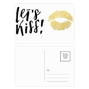 Imagem de Let'S Kiss — Conjunto de cartões postais estilo escrita à mão, cartão de felicitações de aniversário
