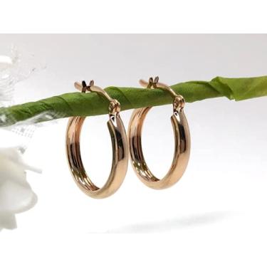 Imagem de Brinco Rommanel Argola Lisa Folheado a Ouro 18k Não da Alergia