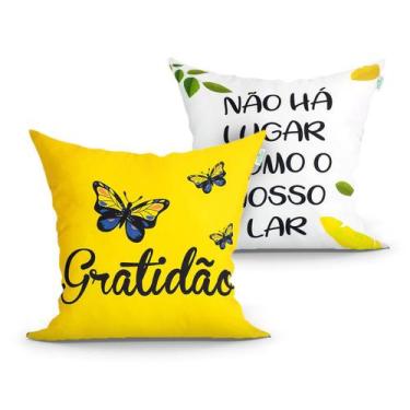 Imagem de Capa De Almofada Gratidão Amarela 2 Unidades 45cm X 45cm - Moda Casa E