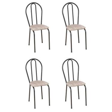 Imagem de Conjunto 4 Cadeiras Hécate Cromo Preto E Estampa Rattan - Artefamol