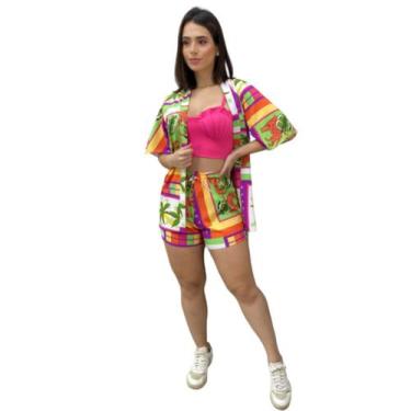 Conjunto Feminino Blusa Manga Short Roupas Femininas - Bellucy