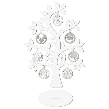 Imagem de Árvore Branca Com Bolinhas De Natal 28cmx40cm - Cria Arte Laser Prata