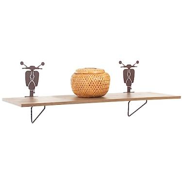 Imagem de Prateleira Decorativa Vespa, Cor Corten Microtextura com Madeira Castanho, Metaltru