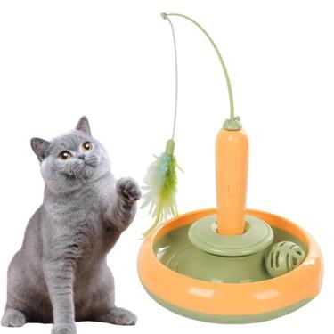 Imagem de Brinquedos de penas de gato - Brinquedos engraçados engraçados para gatos Teaser de penas de gato | Brinquedo elétrico multifuncional reutilizável para exercícios de gatinhos para gatos