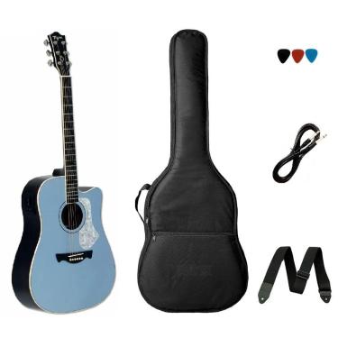 Imagem de Kit Violão Folk Elétrico Tagima Andes Aço Azul LPBS