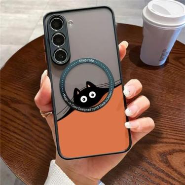 Imagem de Para samsung galaxy s23 s24 s22 s21 s20 s 23 ultra fe plus nota 20 note20 ultra 10 plus caso capa de telefone magnético, gato, para samsungs23fe
