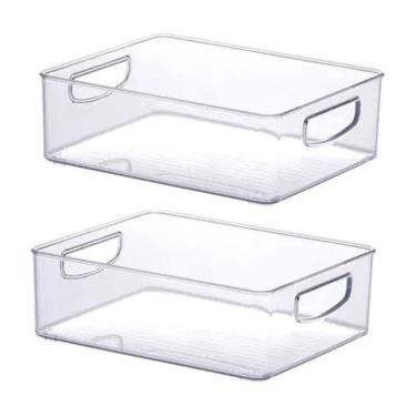 Imagem de 2 Organizador Acrílico Armário Geladeira 25x20x8cm