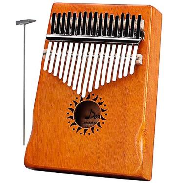 Imagem de Piano de dedo Kalimba de 17 teclas, piano de polegar de marimba, piano de dedo de bolso, instrumento musical com martelo de afinação instrumento musical de oração em casa, (18 cm x 13 cm)
