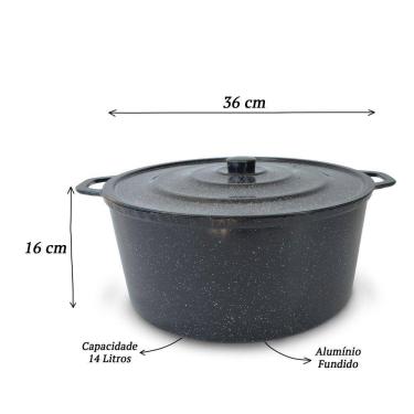 Imagem de Panelão Fundido Alumínio Batido 36cm Panela Grande - Preto