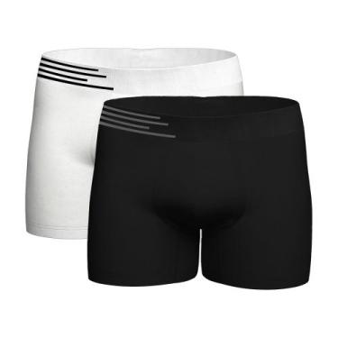 Imagem de Kit 2 Cueca Boxer Microfibra Up Underwear 436 - Branco/Preto - Qlc Spo