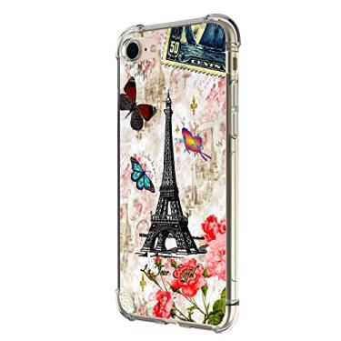 Imagem de Beaucov Capa para iPhone SE 3ª geração 2022, Torre de Paris, proteção contra quedas, borboleta, à prova de choque, capa protetora de corpo inteiro, resistente a arranhões para iPhone SE 2020, iPhone 7