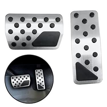Imagem de WORCAS Capas de pedal de acelerador de alumínio sem perfuração, capa de pedal de freio antiderrapante para Dodge 2011-2022 Durango, compatível com Jeep 2011-2022 Grand Cherokee (prata)