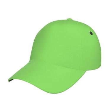 Imagem de Boné de beisebol com ajuste de sarja boné de perfil baixo tamanho ajustável para homens mulheres cor sólida verde claro, Preto, One Size-Large