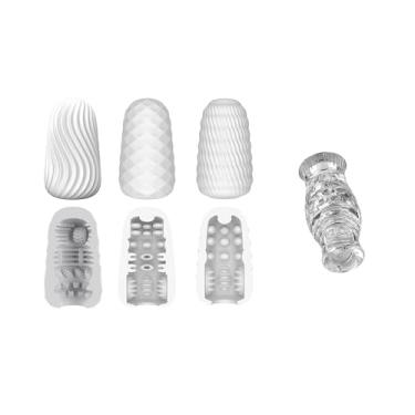 Imagem de Conjunto de ovo masturbador | Stroker de bolso para prazer portátil, com vagina texturizada realista 3d, ultra macio, elástico, masturbadores masculinos, kit de copo para homens (4pcs-espremedor)