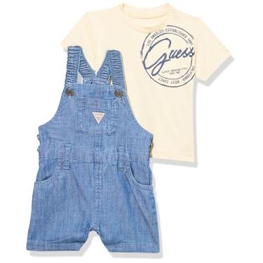 Imagem de GUESS Camiseta e macacão jeans elástico de manga curta para bebês meninos, limão gelado, 6, Limão gelado, 6