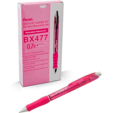 Imagem de Pentel Caneta esferográfica RSVP Super RT, linha fina (0,7 mm), tinta rosa - BX477-P (pacote com 12)