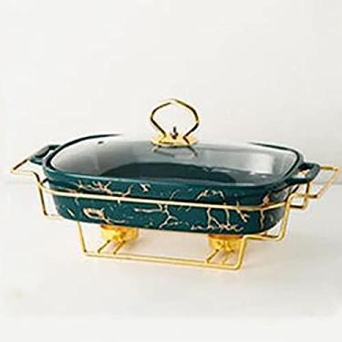 Imagem de Conjunto de buffet de prato de atrito de cerâmica, prato de atrito com acabamento em mármore, forras retangulares para buffet/casamentos/festas/banquetes/eventos de catering, verde, A