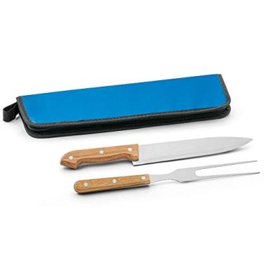 Imagem de Jogo para Churrasco Tradicional Inox 2 peças com Estojo TopGet Azul