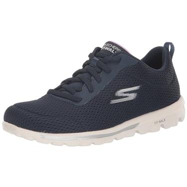 Imagem de Skechers Go Walk Travel - Fun Journey feminino, Azul-marinho/lavanda, 7 Wide