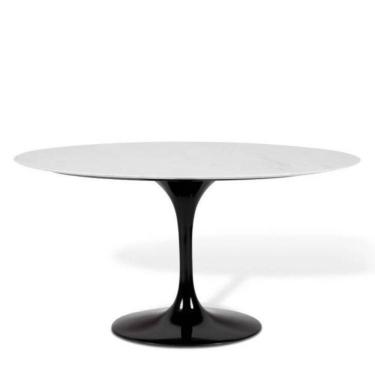 Imagem de Mesa de Jantar Saarinen Oval 244x137 cm Mármore Carrara Base Preta