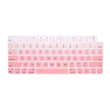 Imagem de HRH Capa de silicone para teclado iMac 24 polegadas 2021 Magic Keyboard com Touch ID A2449 película protetora, para iMac 24 polegadas M1 Chip 2021 Magic Keyobard A2450-Mint Pink