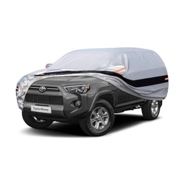 Imagem de Holthly Capa de carro SUV de 10 camadas, ajuste personalizado para Toyota 4Runner (2002-2025) à prova d'água para todos os climas para automóveis, proteção UV contra chuva e sol. Prata