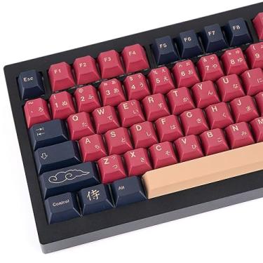 Imagem de GEKUCAP Red Samurai Teclas 129 Teclas, Cherry Profile Dye Sublimation Keycaps para Teclado de Jogos, PBT Personalizado Conjunto de Teclas com Extrator para Teclados Mecânicos Cherry Mx 61/87/104/108