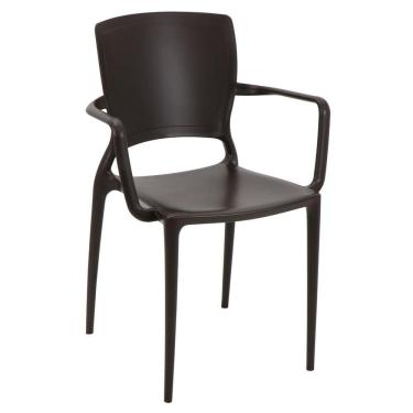 Imagem de Cadeira Tramontina Sofia Encosto Fechado Com Braços Em Polipropileno E Fibra De Vidro Marrom