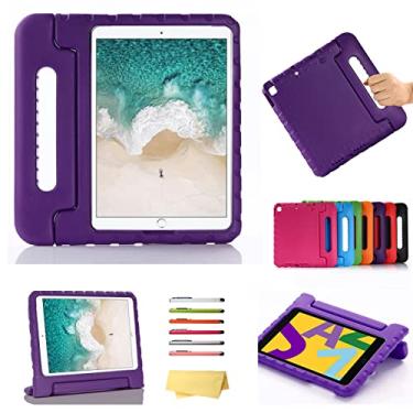 Imagem de UUcovers Capa infantil para iPad 9ª/8ª/7ª geração de 10,2 polegadas com alça rotativa/suporte, leve, espuma vinílica acetinada, à prova de choque, resistente, suporte para iPad de 10,2 polegadas 2021