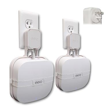Imagem de Suporte de tomada de parede eero Pro Genie para eero Pro 6 e 6E (pacote com 2) | Perfil mais baixo | Acesso aberto | Várias opções de instalação | Suporte reforçado | Saídas horizontais