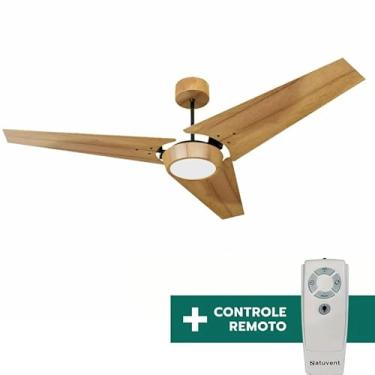 Imagem de Ventilador de Teto Com Controle Remoto Natuvent Callis Led 3 Pás Madeira Teca 3000k Branco Quente (220, Volts)