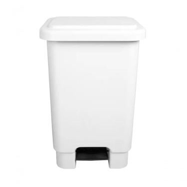 Imagem de Lixeira 50l Retangular C- Pedal Branca Lar Plasticos 13241
