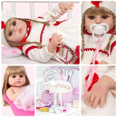 Imagem de Bebe Reborn Menina Realista Loira 24 Itens Envio Imediato - Cegonha Re
