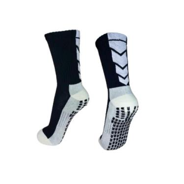 Imagem de Kit 3 Pares Meia Antiderrapante Grossa Resistente Futebol Esportiva Pr
