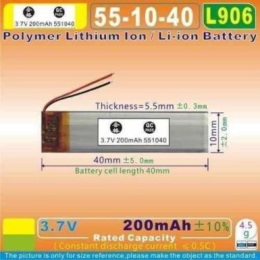 Imagem de Bateria 3,7v  200mah oculos O'rokr Pro-thump Pro Ml - bgb