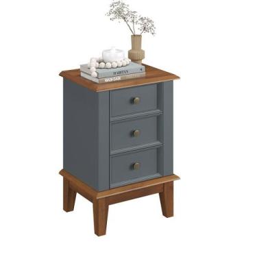 Imagem de Mesa de Cabeceira Madeira Maciça - Apaixone&Decore, Cinza