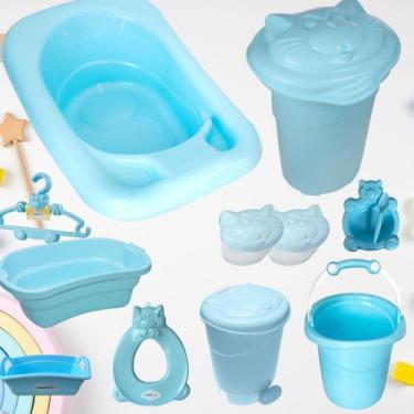 Imagem de Banheira 32 Litros organizador quarto bebê porta algodão cabide cesto 