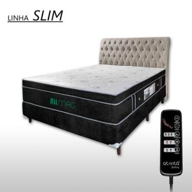 Imagem de Colchão Com Massageador Casal Completo + Base box + Cabeceira ALLMAG, 