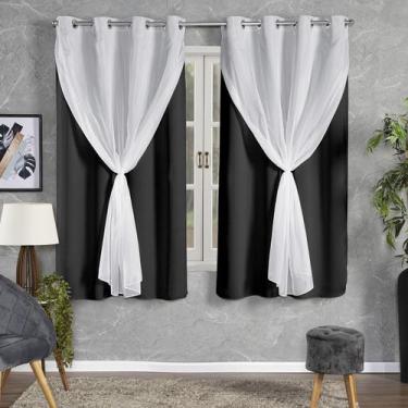 Imagem de Cortina Janela Quarto Tecido Blackout Com Voil 2,00 x 1,40  - Feffo Co