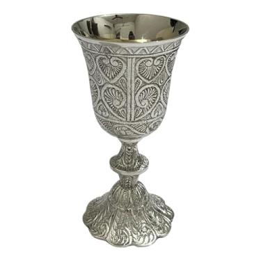 Imagem de Taça de cálice de vinho de latão, copo banhado a prata para comunhão, inspirado na medieval, cálice de Harry Potter cálice