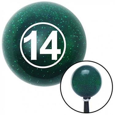 Imagem de American Shifter 61519 Manopla de câmbio em flocos de metal verde com inserção de 16 mm x 1,5 cm (bola branca nº 14)
