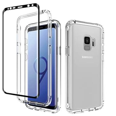 Imagem de Gufuwo Capa para Galaxy S9, capa para Samsung S9 SM-G960U com protetor de tela de vidro temperado, proteção total transparente 360 + capa rígida de TPU macio à prova de choque para Samsung Galaxy S9