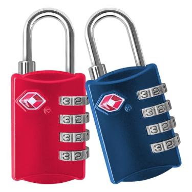 Imagem de Desired Tools Fechaduras TSA para bagagem, cadeado de aço durável de 2 peças, fechadura de combinação de 4 dígitos sem chave fácil de ler para mochilas, malas de viagem, caixa de ferramentas, armários
